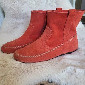 Suede Ankle Booties - Womens Size 10 - Anthropologie Latiga - Moccasins Pink